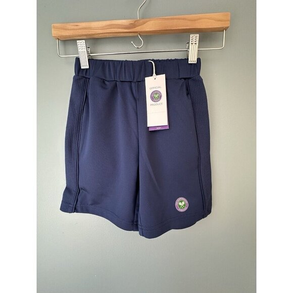 NWT Kids Wimbledon Official Tennis Performance Shorts Size youth 4 - 5 Yrs Navy - Picture 1 of 9